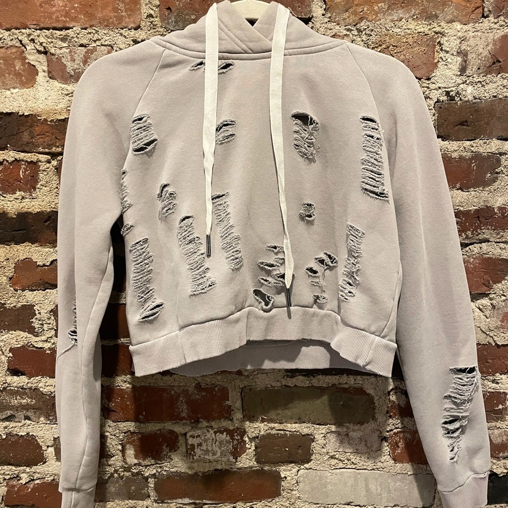 Distressed crop sweatshirt